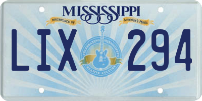 MS license plate LIX294