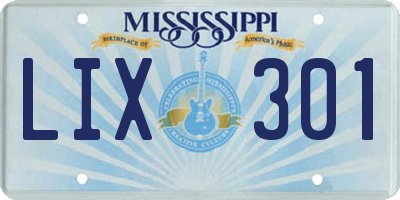MS license plate LIX301