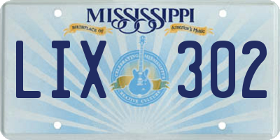 MS license plate LIX302