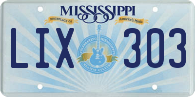 MS license plate LIX303