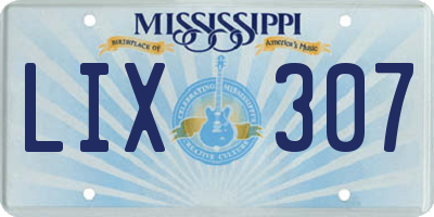 MS license plate LIX307
