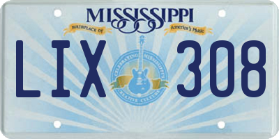 MS license plate LIX308