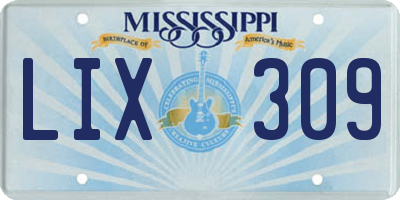 MS license plate LIX309