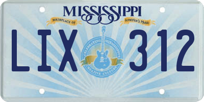 MS license plate LIX312