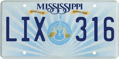 MS license plate LIX316