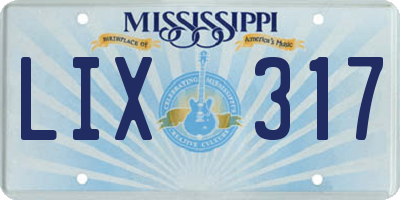 MS license plate LIX317