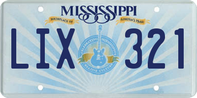 MS license plate LIX321