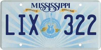 MS license plate LIX322