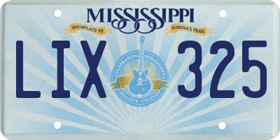 MS license plate LIX325