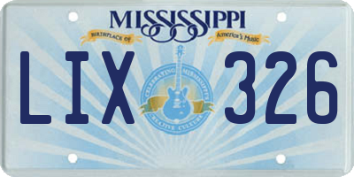 MS license plate LIX326