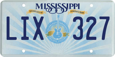 MS license plate LIX327
