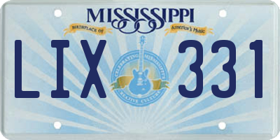 MS license plate LIX331