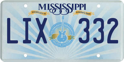 MS license plate LIX332