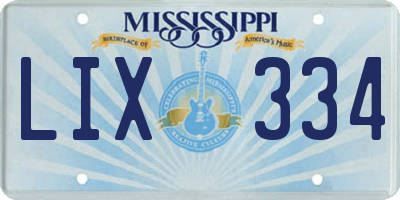 MS license plate LIX334