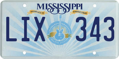 MS license plate LIX343