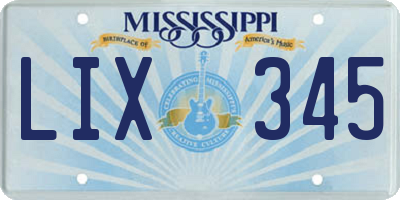 MS license plate LIX345