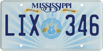 MS license plate LIX346