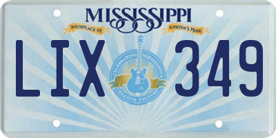 MS license plate LIX349