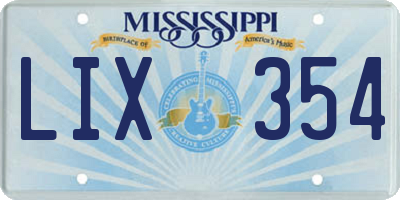 MS license plate LIX354