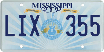 MS license plate LIX355