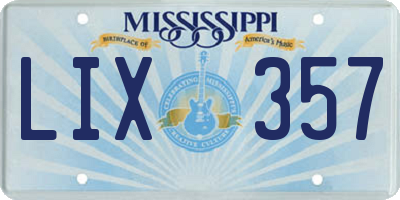 MS license plate LIX357