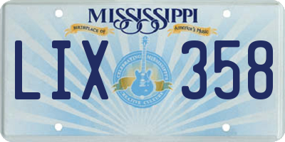 MS license plate LIX358