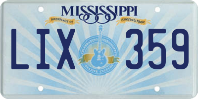 MS license plate LIX359
