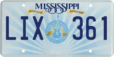 MS license plate LIX361