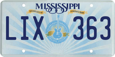 MS license plate LIX363