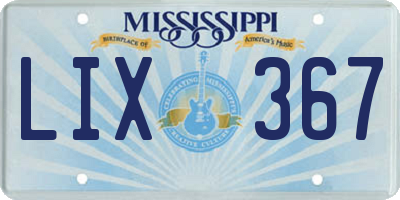 MS license plate LIX367