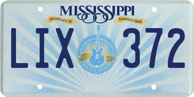 MS license plate LIX372