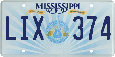 MS license plate LIX374