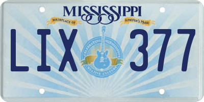 MS license plate LIX377