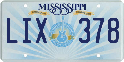 MS license plate LIX378
