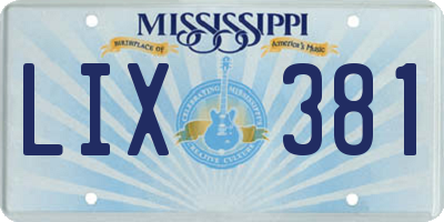 MS license plate LIX381