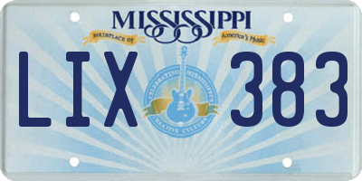 MS license plate LIX383