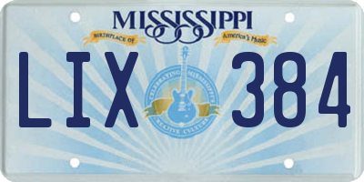 MS license plate LIX384