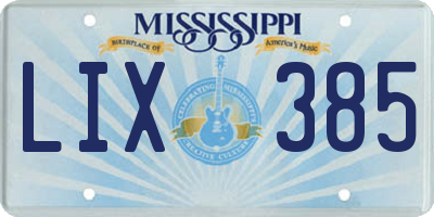 MS license plate LIX385