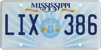 MS license plate LIX386
