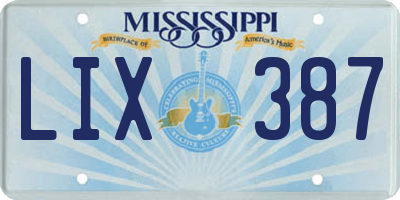 MS license plate LIX387