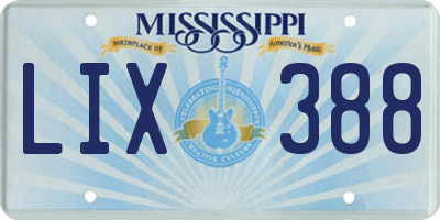 MS license plate LIX388