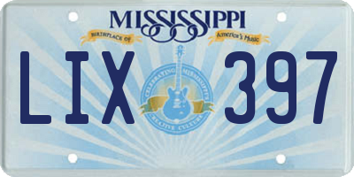 MS license plate LIX397