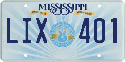 MS license plate LIX401