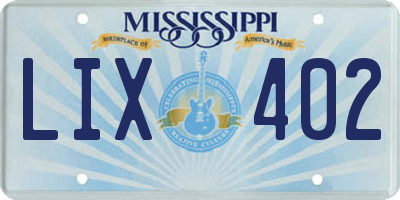 MS license plate LIX402