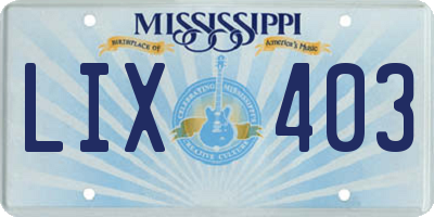 MS license plate LIX403