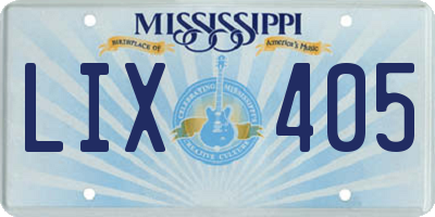 MS license plate LIX405