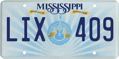 MS license plate LIX409