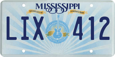 MS license plate LIX412