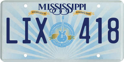 MS license plate LIX418