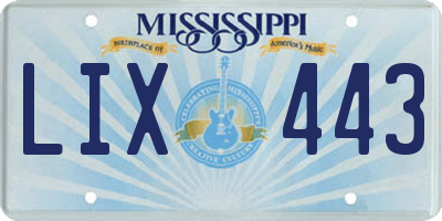 MS license plate LIX443